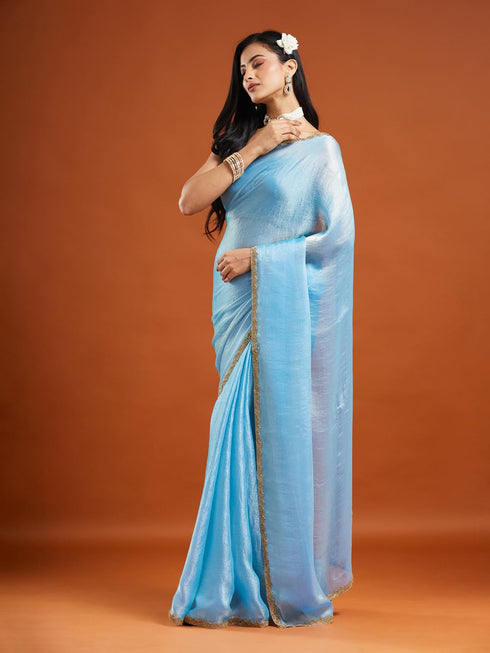 Vasthrlay Red Embroidery Unstitched Saree