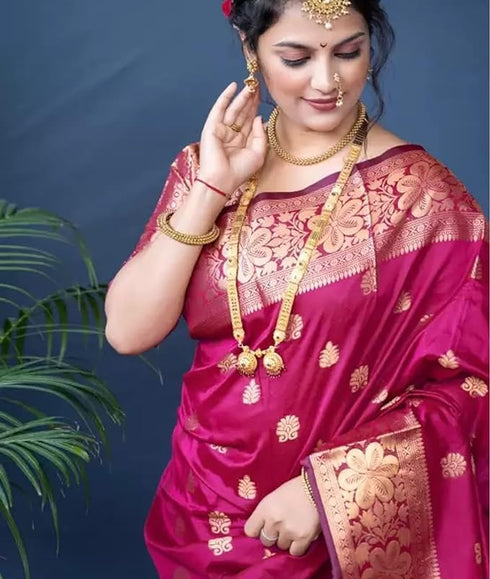 Vasthrlay Banarasi Kanjivaram Kanchipuram Wedding Saree With Blouse Piece