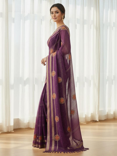Vasthrlay Georgette Traditional Az Ys Pehenva Brown Rr Ethnic Wear