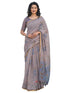 Vasthrlay Womens Printed Light Grey Saree With Unstitched Blouse Piece