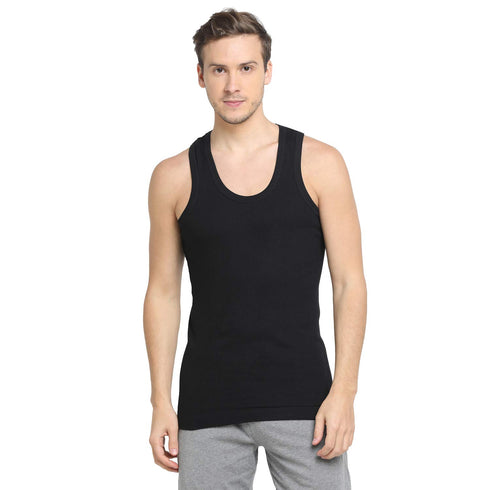 Dixcy Scott Originals Classic Ribbed Vest |100% Combed Cotton | Rib 2x2 Men's Vest | No-Peep Neckline | Breathable, Sweat Absorbent Vest for Men | Cut Away Back Arm Hole | Innerwear for Man |Pack of 2