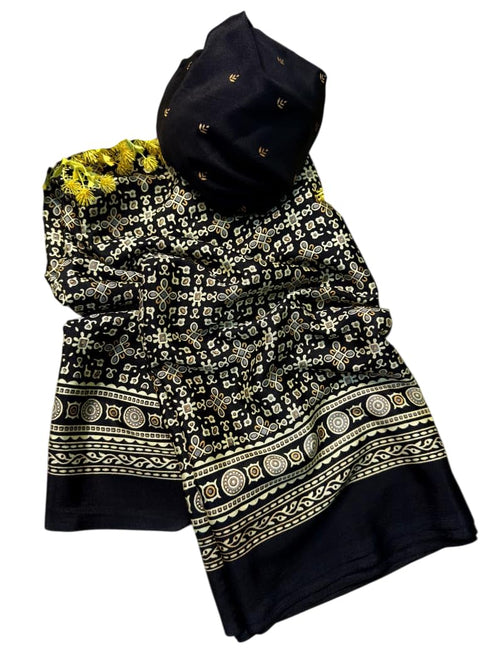 Vasthrlay Ajrakh Saree Crepe