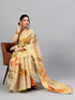 Vasthrlay Metallic Gold Heavy Zari Woven Silk Ethnic Saree With Unstitched Blouse