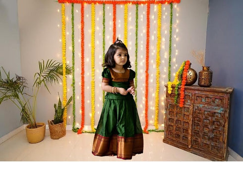 Vasthrlay Kids Pattu Pavadai Baby Silk Lehenga Choli For Girls