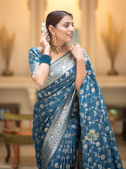 Vasthrlay Banarasi Kanjivaram Wedding Pari 165 Saree With Blouse Piece
