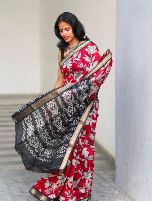 Vasthrlay Printed Lightweight Contrast Unstitched