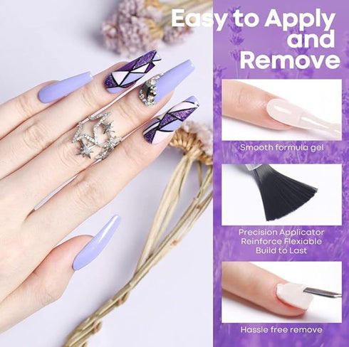 Bolt Bee Gel Nail Polish Kit Set - Purple Glitter 6 Colors LED Nail Art Soak Off