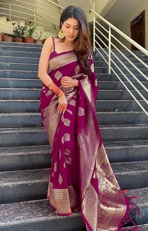 Vasthrlay Banarasi Kanjivaram Collections Wedding Saree With Blouse Piece