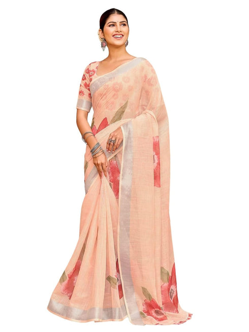 Vasthrlay Womens Printed Unstitched Light Green Saree