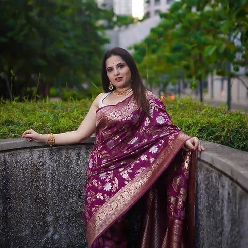 Vasthrlay Wine Kanjivaram Saree