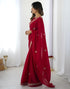 Vasthrlay Scalloped Embroidery Unstitched Rani Pink Saree