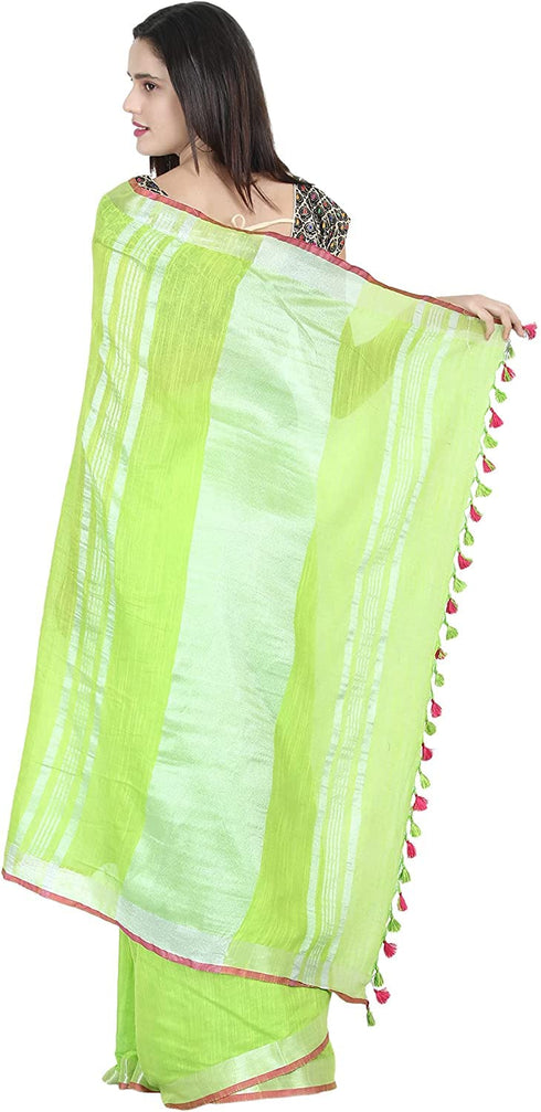 Vasthrlay Handloom Summer Contrast Vibrant Green
