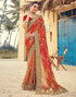 Vasthrlay Georgette Bandhani Printed Orange And Red Saree With Unstitched Blouse Piece