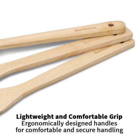 Hawkins Bamboo Spatula Set of 3 | Natural Handmade Bamboo Kitchen Tools (BSPTL3)