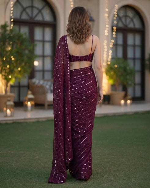 Vasthrlay Yellow Georgette Unstitched Saree