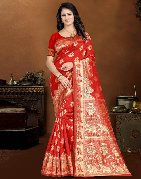 Vasthrlay Banarasi Traditional Unstitched Saree