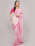 Vasthrlay Pink Womens Printed Linen Saree With Unstitched Blouse Piece