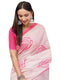 Vasthrlay Pink Printed Linen Saree With Unstitched Blouse Piece