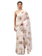 Vasthrlay Off White Floral Printed Organza Saree With Unstitched Blouse