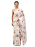 Vasthrlay Off White Floral Printed Organza Saree With Unstitched Blouse