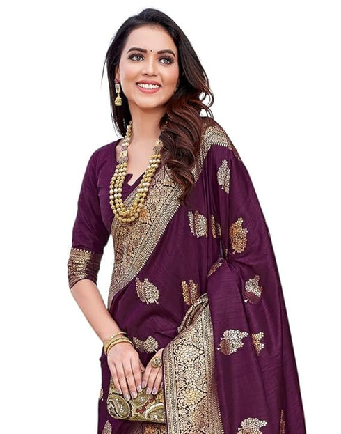 Vasthrlay Banarasi Kanjivaram Unstitched Pink Saree