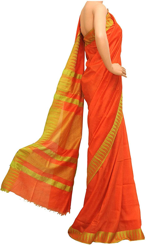Vasthrlay Handloom Bhagalpuri Blouse Orange