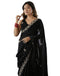 Vasthrlay Scalloped Embroidery Unstitched Rani Pink Saree