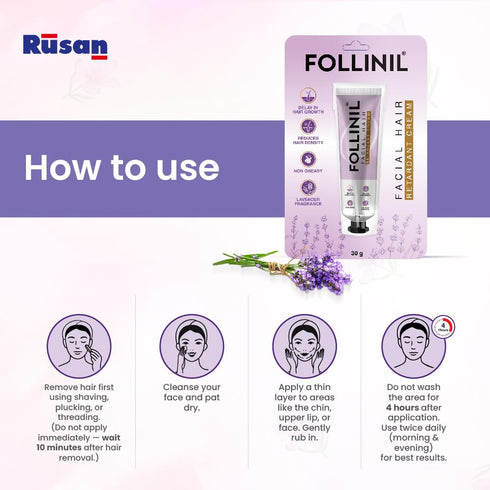 Rusan Follinil Facial Hair Retardant Cream 30g