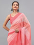 Vasthrlay Multicolour Floral Printed Georgette Saree With White Solid Georgette Unstitched Blouse