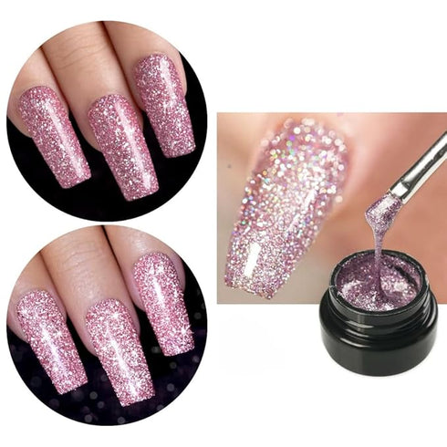 Bolt Bee Glitter Gel Polish Rose Gold Reflective Holographic Gel Nail Polish