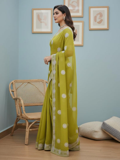 Vasthrlay Georgette Traditional Az Ys Pehenva Brown Rr Ethnic Wear