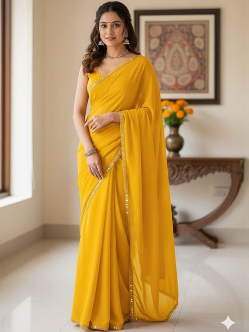 Vasthrlay Georgette Unstitched Ethnic Wear
