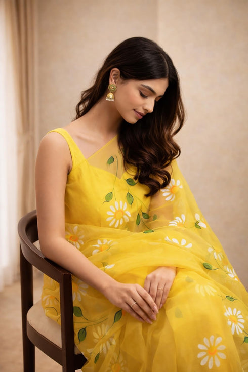 Vasthrlay Organza Painted Saree