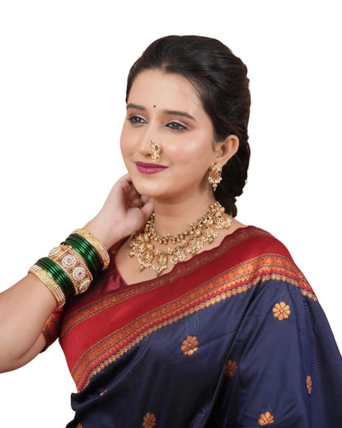 Vasthrlay Kanjivaram Jamun Red Contrast Traditional
