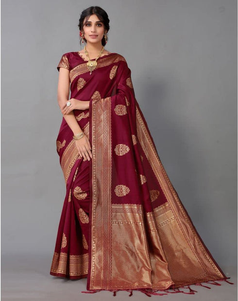 Vasthrlay Banarasi Embroidery Unstitched Saree