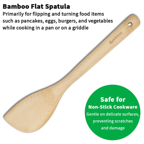 Hawkins Bamboo Spatula Set of 3 | Natural Handmade Bamboo Kitchen Tools (BSPTL3)