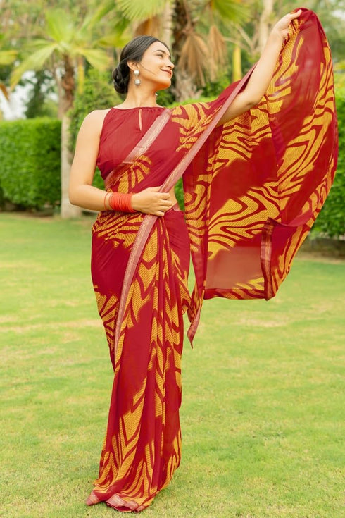 Vasthrlay Fashion Georgette Geometric Green Ethnic Wear