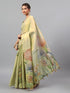 Vasthrlay Beige1 Floral And Solid Design Polyester Saree With Unstitched Blouse Piece
