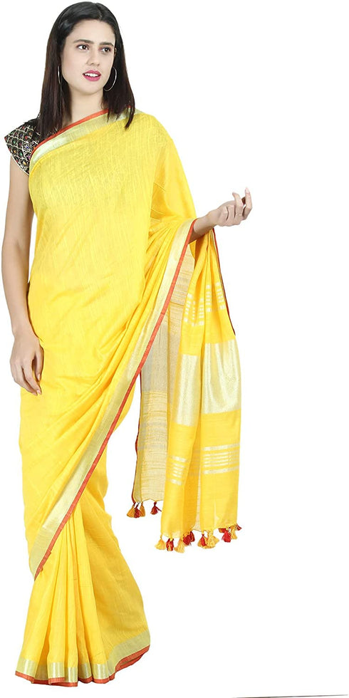 Vasthrlay Handloom Summer Contrast Vibrant Green