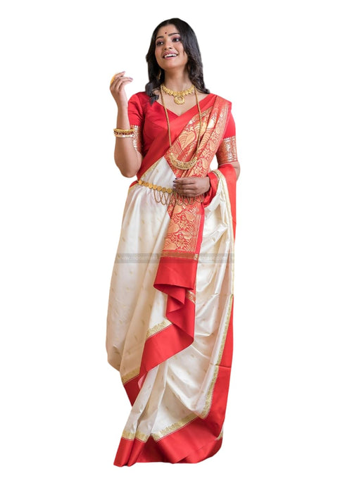 Vasthrlay White Kanjivaram Saree