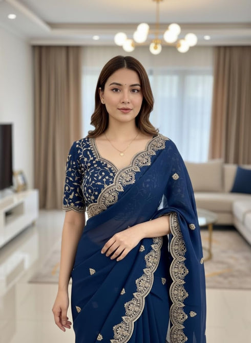 Vasthrlay Georgette Embroidered Az Ys Antya Ethnic Wear