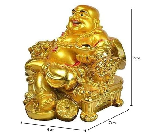 HC VILLA Feng Shui Laughing Buddha Happy Man for Happiness and Money Wealth Sitting on Chair