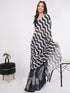 Vasthrlay Black Womens Printed Linen Saree With Unstitched Blouse Piece