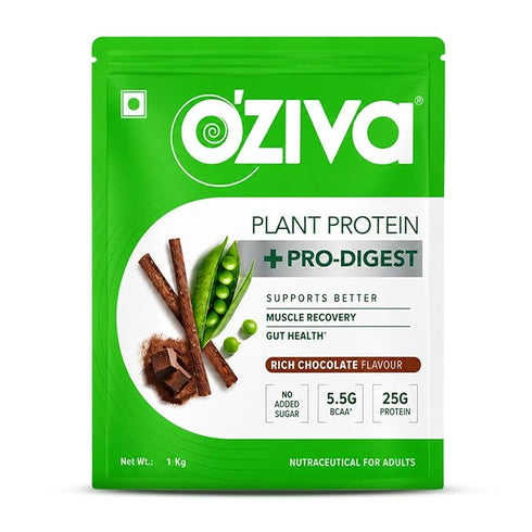 OZiva Plant Protein + Pro-Digest | Supports Muscle Recovery & Gut Health