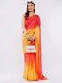 Vasthrlay Red Chevron Printed Linen Saree With Unstitched Blouse