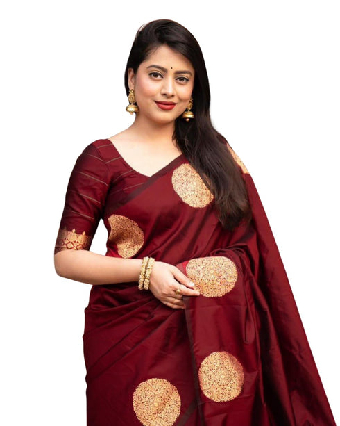 Vasthrlay Banarasi Kanjivaram Kanchipuram Kerigola Saree With Blouse Piece