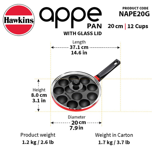 Hawkins Nonstick Appe Pan with Glass Lid| 12 Cups