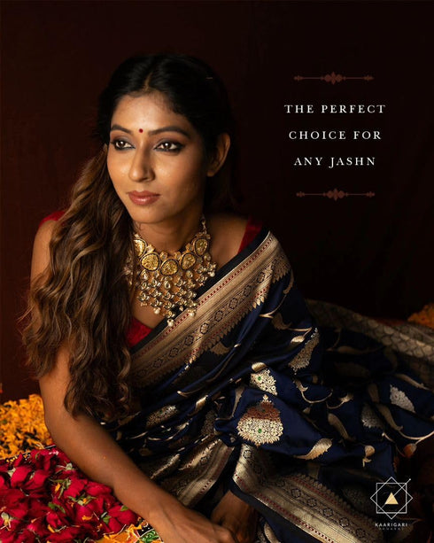 Vasthrlay Yellow Banarasi Wedding Saree