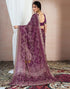 Vasthrlay Chiffon Bandhani Wine Saree With Unstitched Blouse Piece