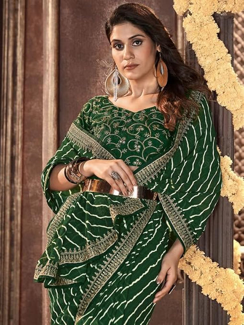 Vasthrlay Georgette Embroidery Unstitched Pink Saree